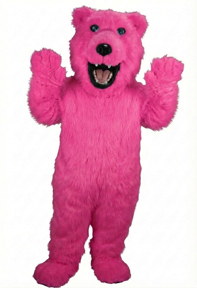 Iggy Polar Bear Mascot - Long fur / Bright Pink mascot costume