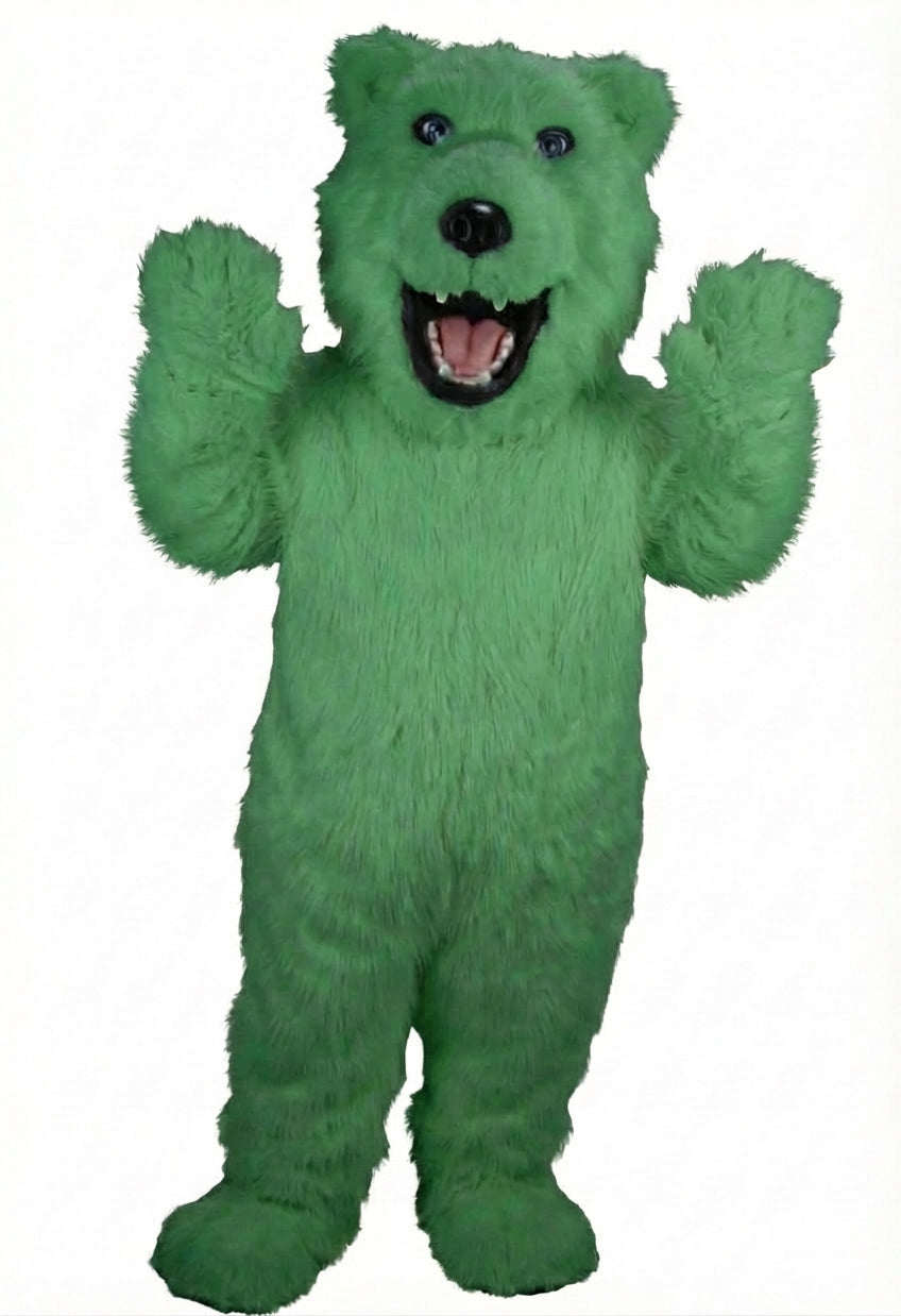 Iggy Polar Bear Mascot - Long fur / Green mascot costume
