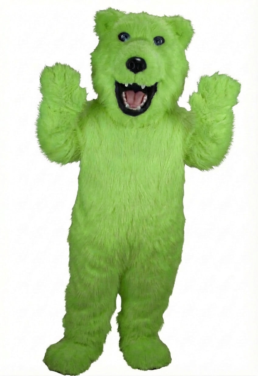 Iggy Polar Bear Mascot - Long fur / Lime mascot costume