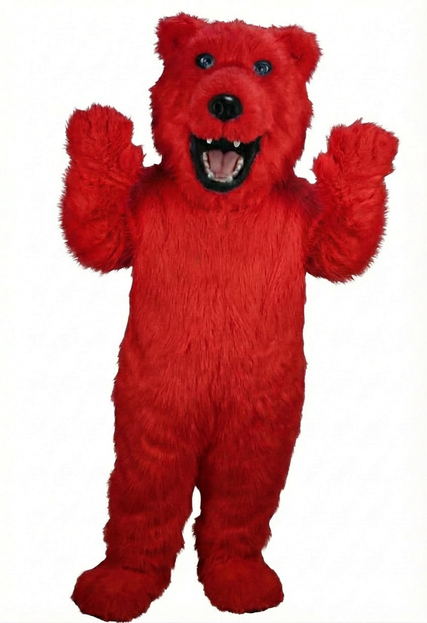 Iggy Polar Bear Mascot - Long fur / Red mascot costume