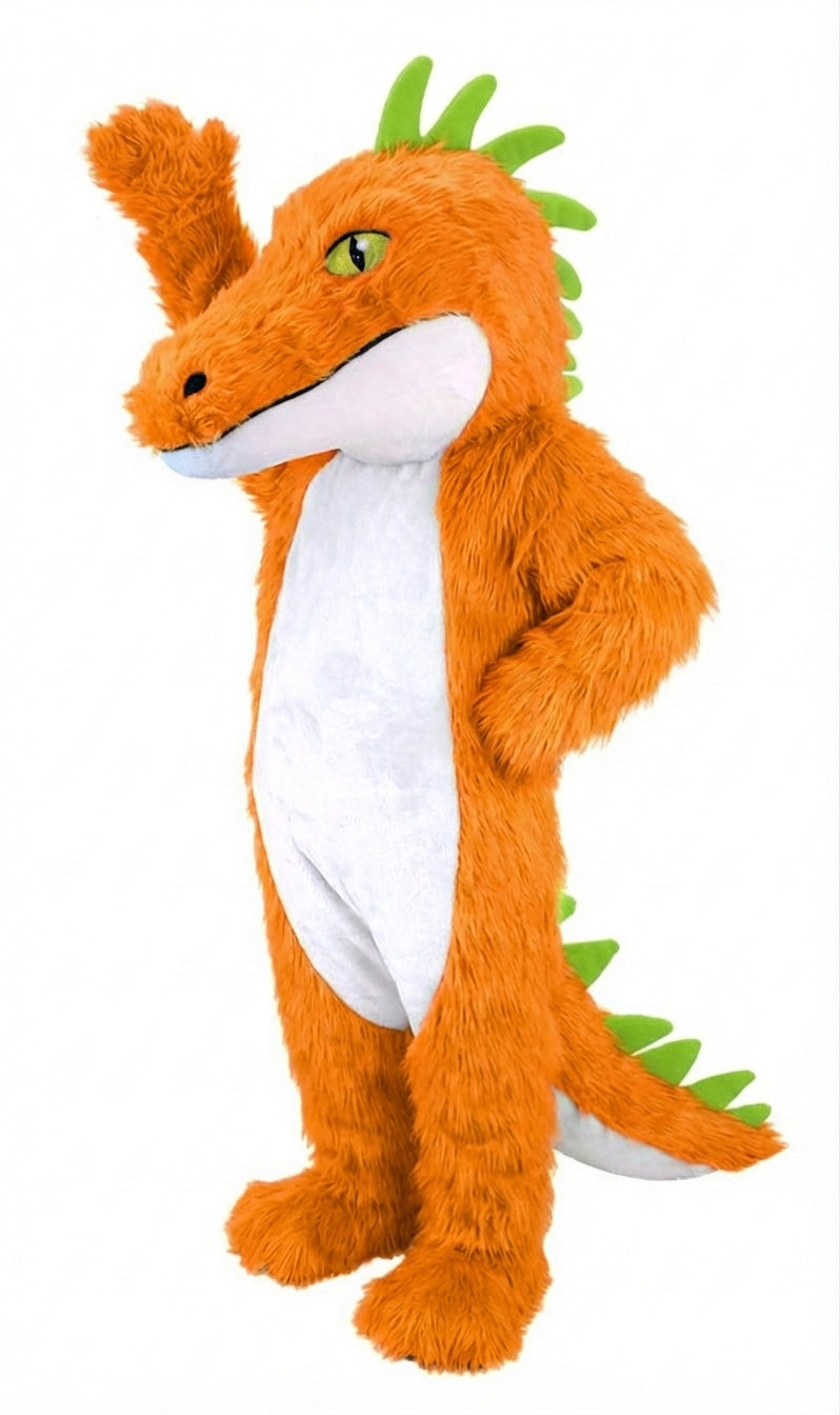 Iguana Mascot (Thermolite) - Long fur / Bright Orange mascot costume