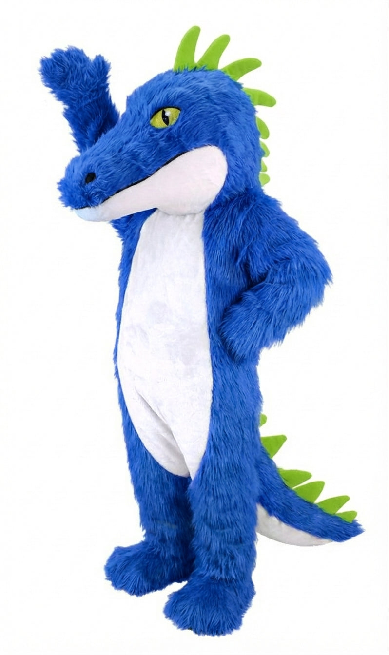 Iguana Mascot (Thermolite) - Long fur / Royal Blue mascot costume