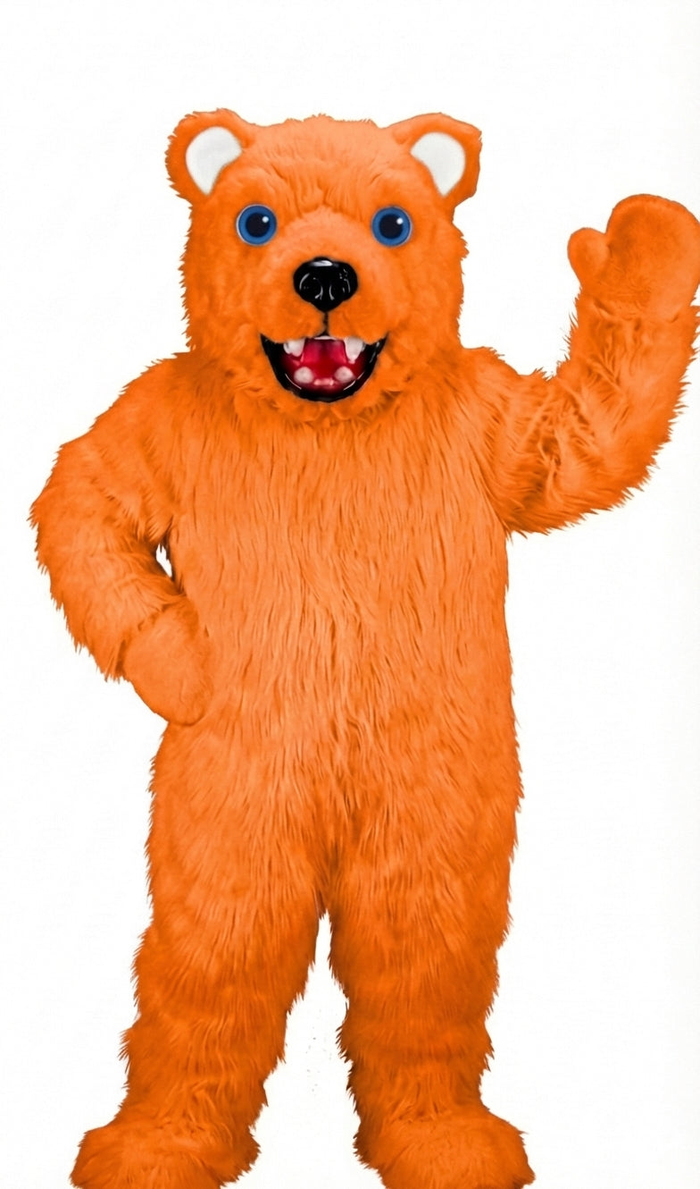 Jr. Polar Bear Mascot (Thermolite) - Long fur / Bright Orange mascot costume