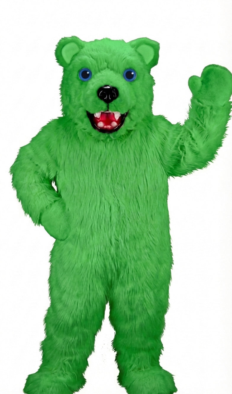 Jr. Polar Bear Mascot (Thermolite) - Long fur / Green mascot costume