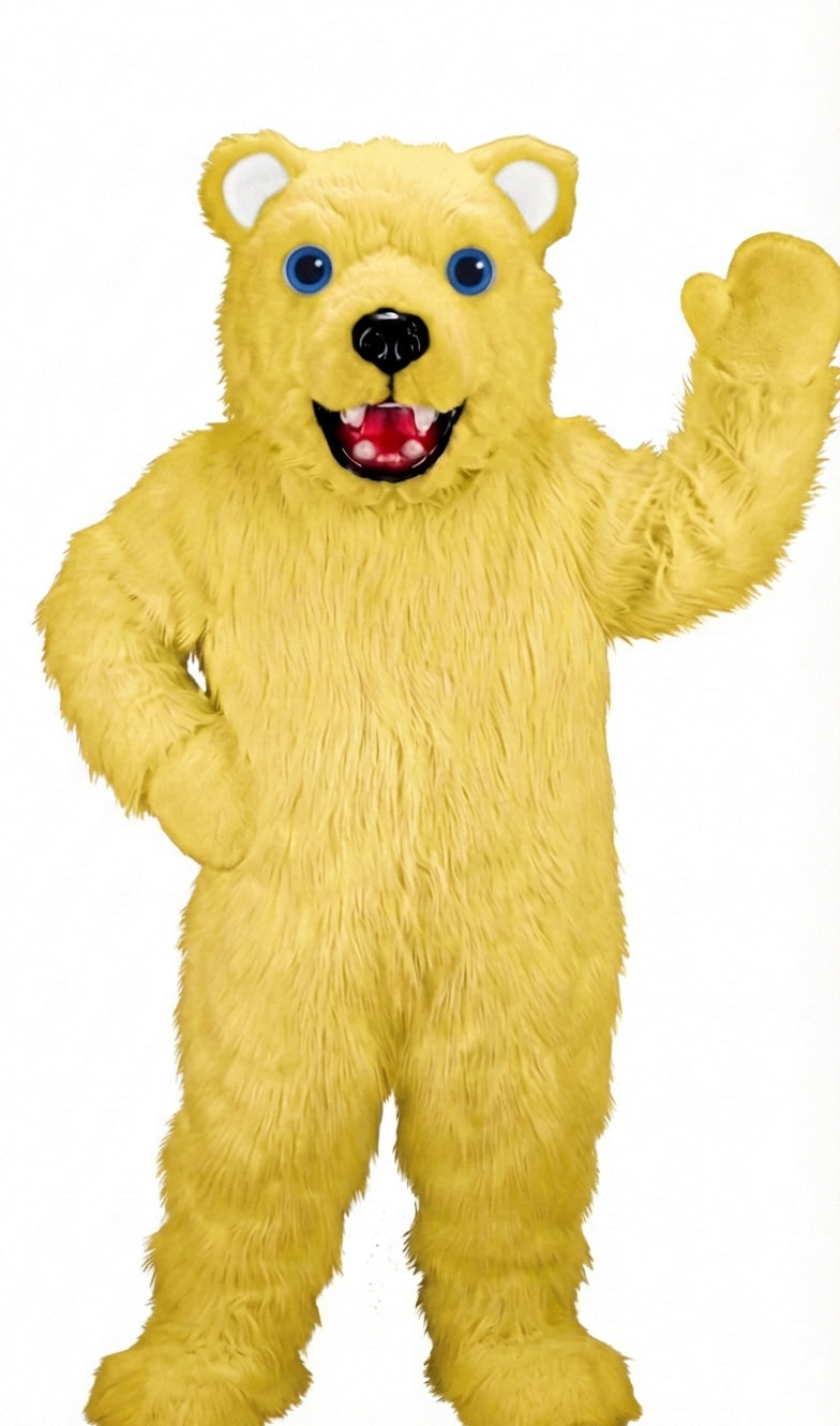 Jr. Polar Bear Mascot (Thermolite) - Long fur / Yellow mascot costume
