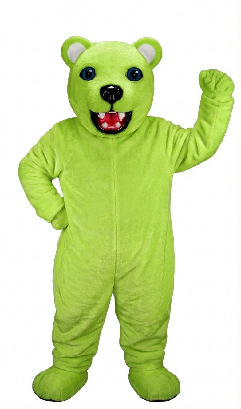 Jr. Polar Bear Mascot (Thermolite) - Short fur / Lime mascot costume