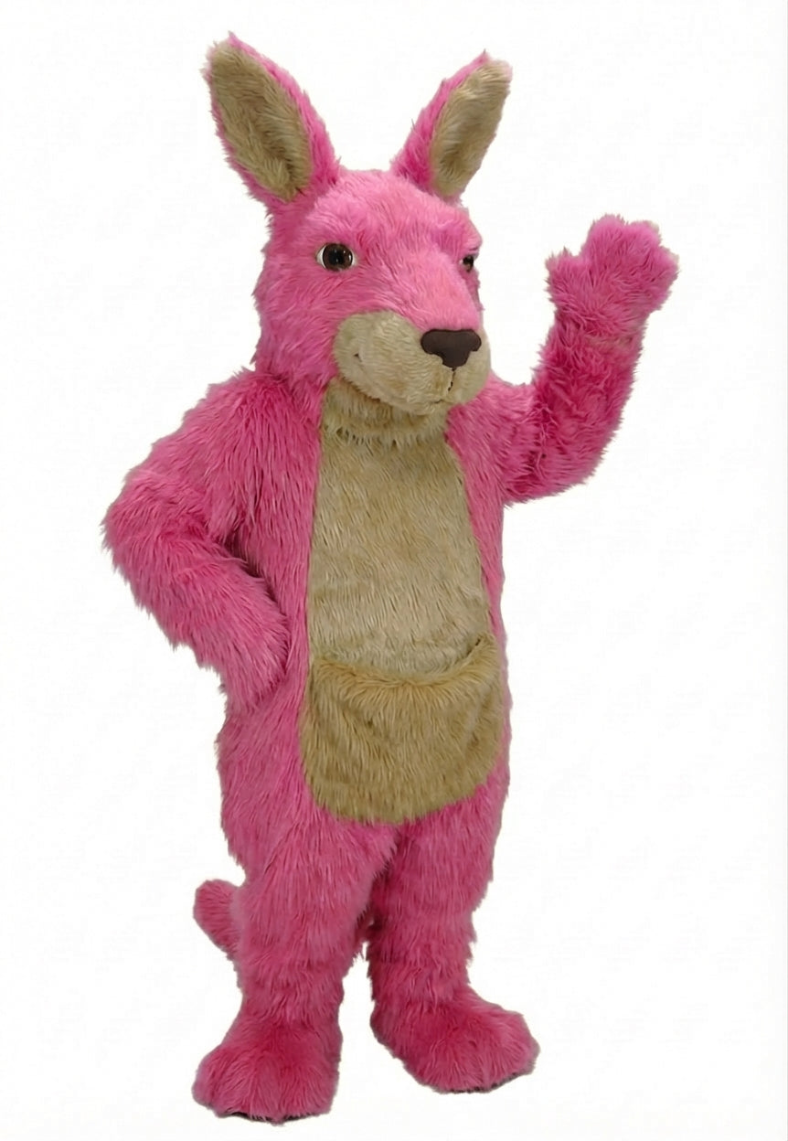 Kangaroo Mascot - Long fur / Bright Pink mascot costume