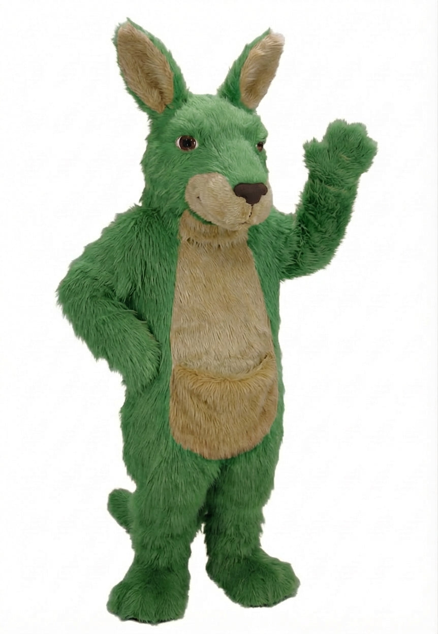 Kangaroo Mascot - Long fur / Green mascot costume