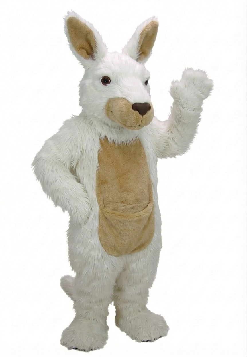 Kangaroo Mascot - Long fur / White mascot costume