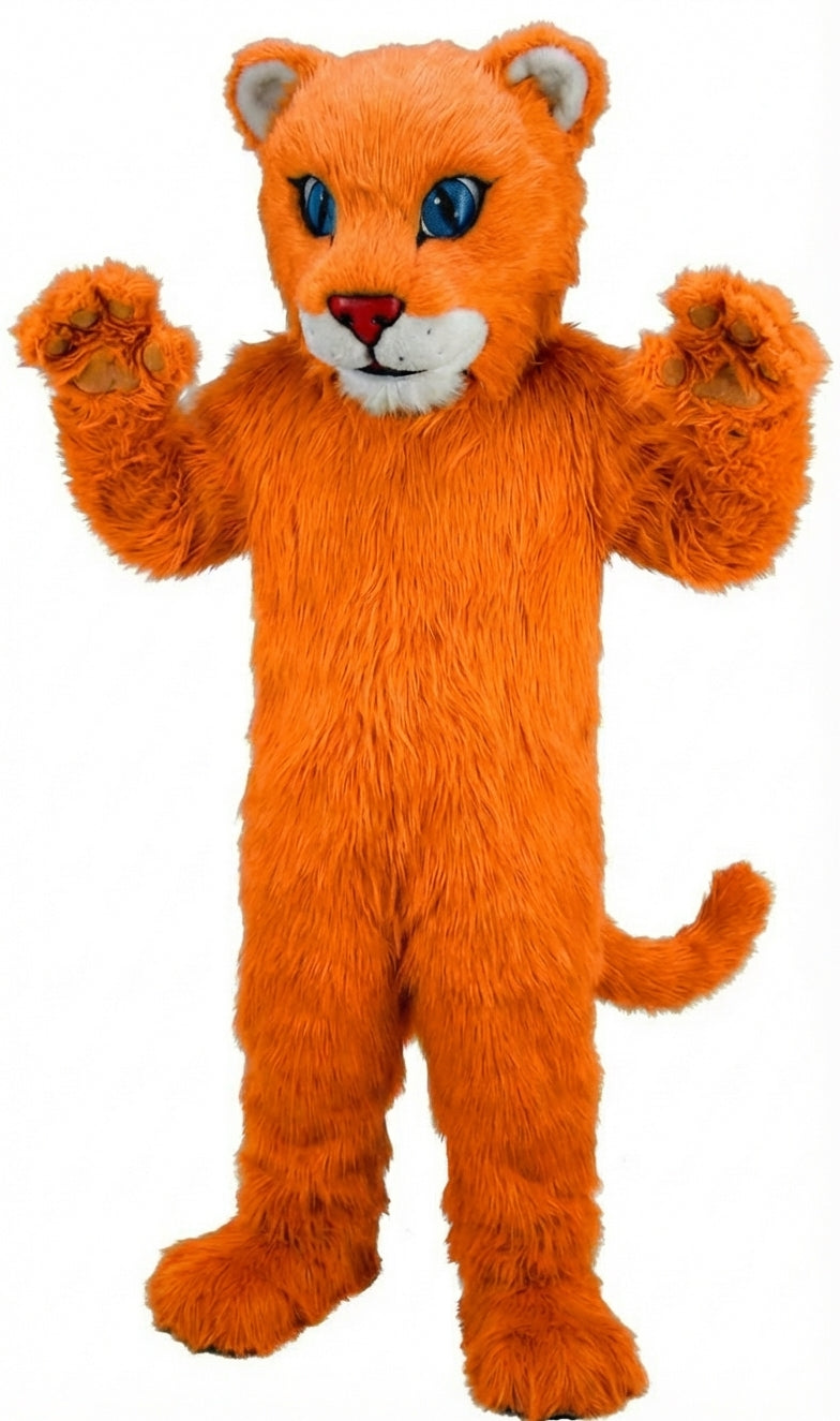 Leopard Cub Mascot (Thermolite) - Long fur / Bright Orange mascot costume