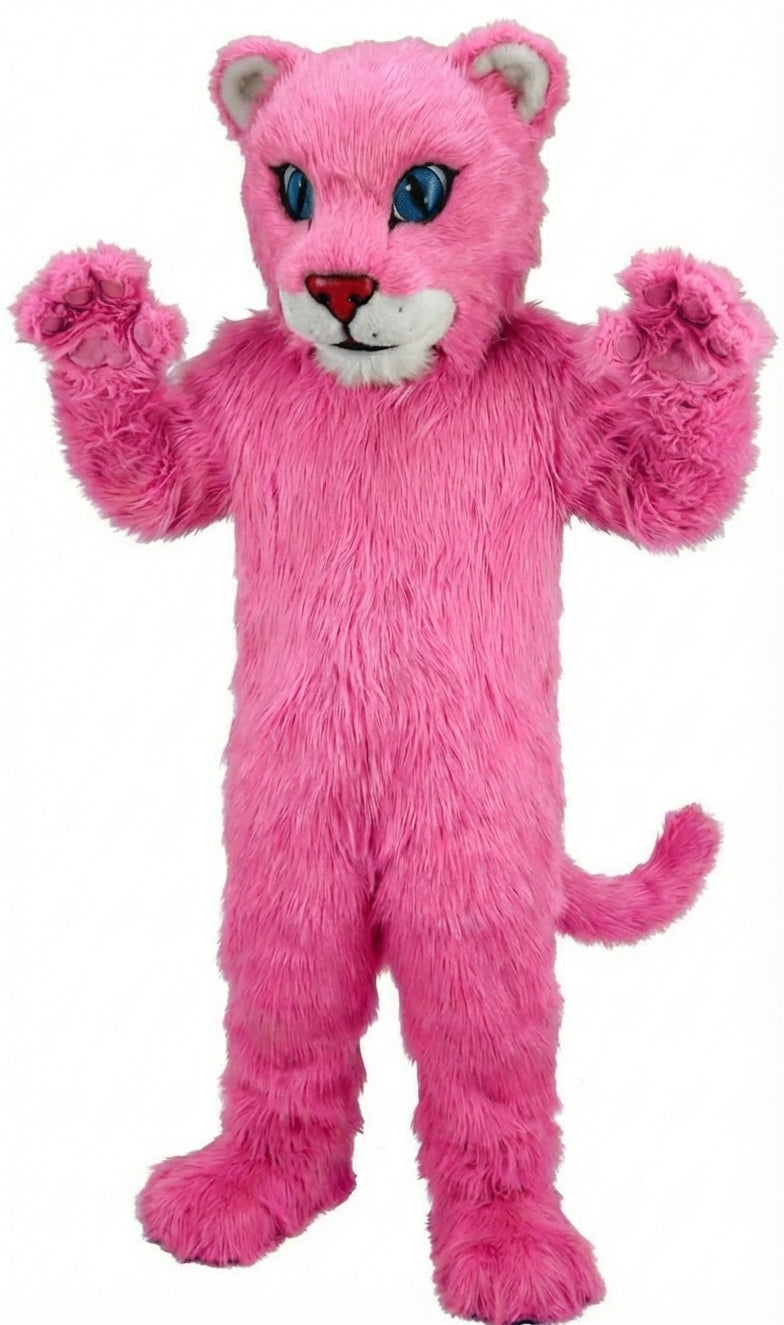 Leopard Cub Mascot (Thermolite) - Long fur / Bright Pink mascot costume