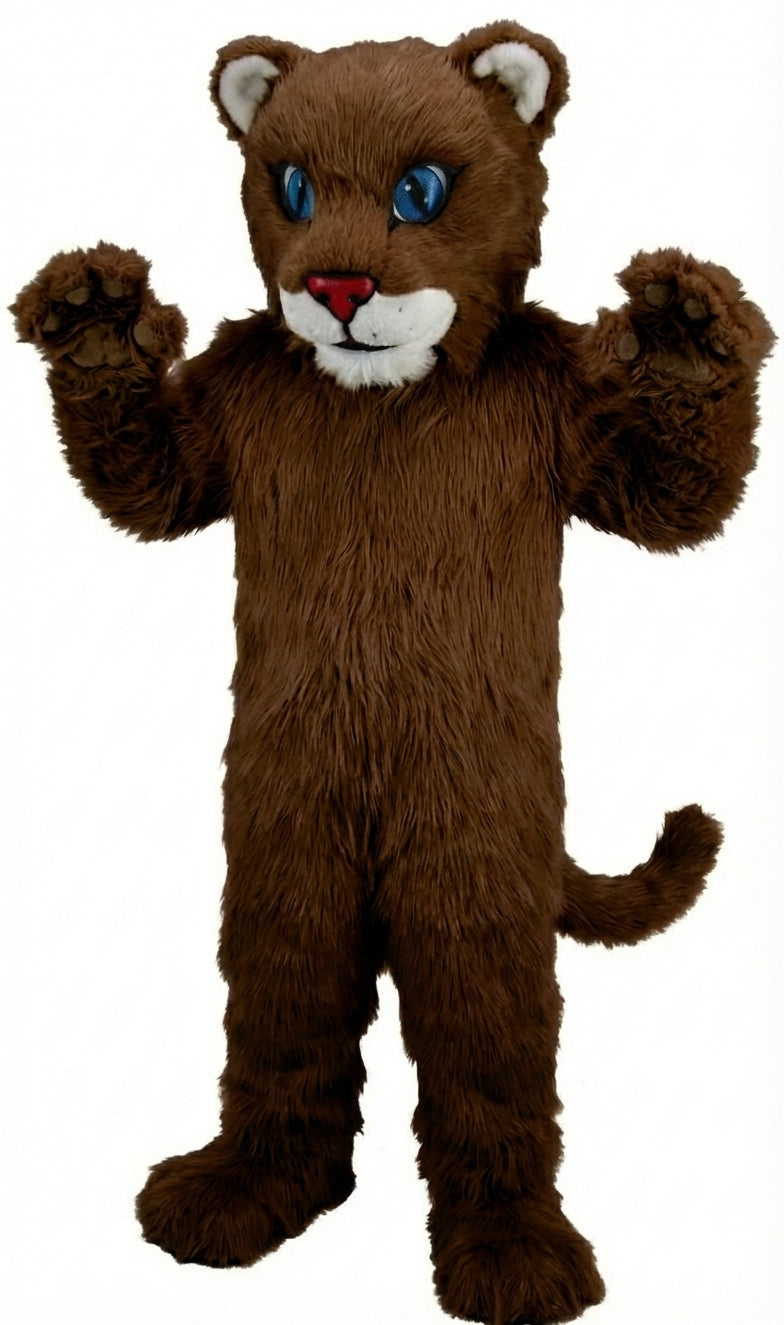 Leopard Cub Mascot (Thermolite) - Long fur / Dark Brown mascot costume