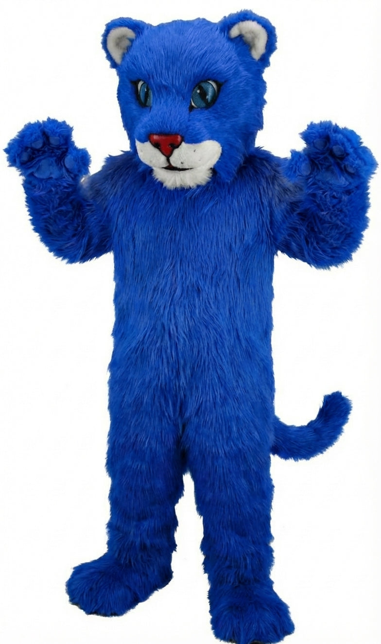 Leopard Cub Mascot (Thermolite) - Long fur / Royal Blue mascot costume
