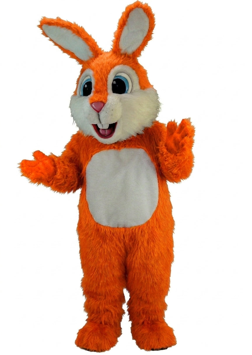 Light Blue Rabbit Mascot (Thermolite) - Long fur / Bright Orange mascot costume