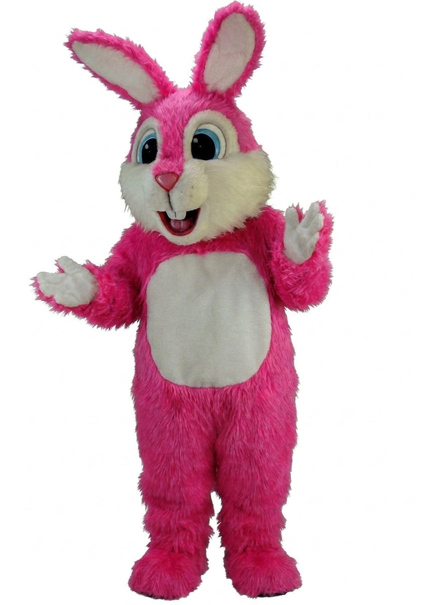 Light Blue Rabbit Mascot (Thermolite) - Long fur / Bright Pink mascot costume