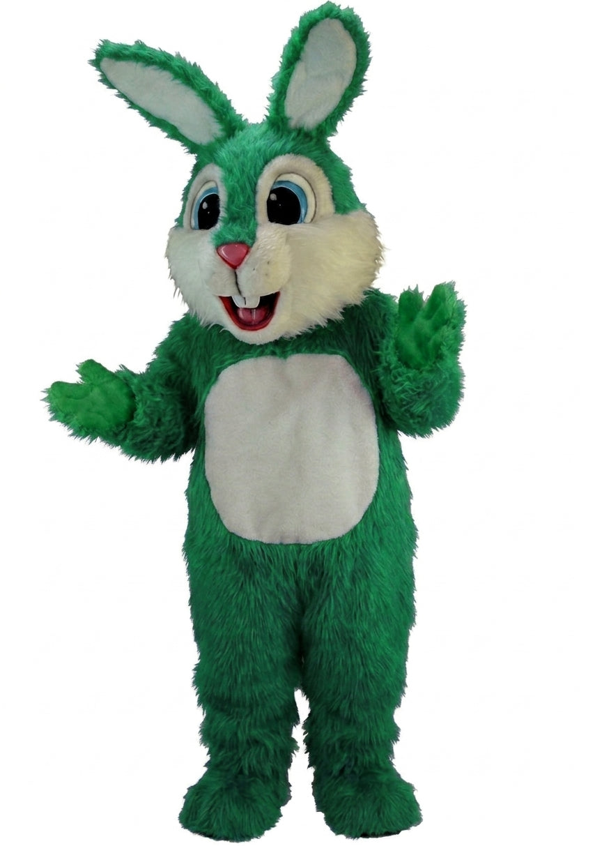 Light Blue Rabbit Mascot (Thermolite) - Long fur / Green mascot costume