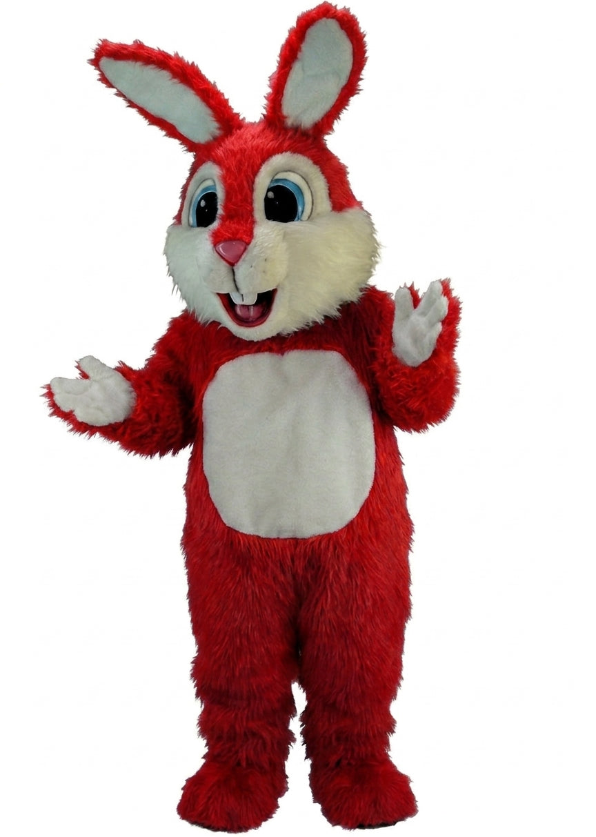 Light Blue Rabbit Mascot (Thermolite) - Long fur / Red mascot costume