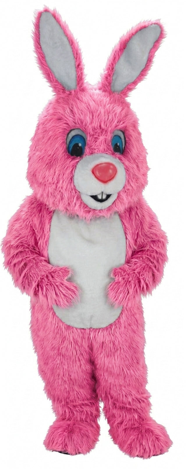 Light Grey Rabbit Mascot (Thermolite) - Long fur / Bright Pink mascot costume