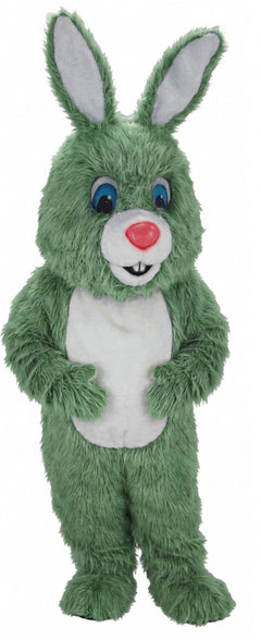 Light Grey Rabbit Mascot (Thermolite) - Long fur / Green mascot costume