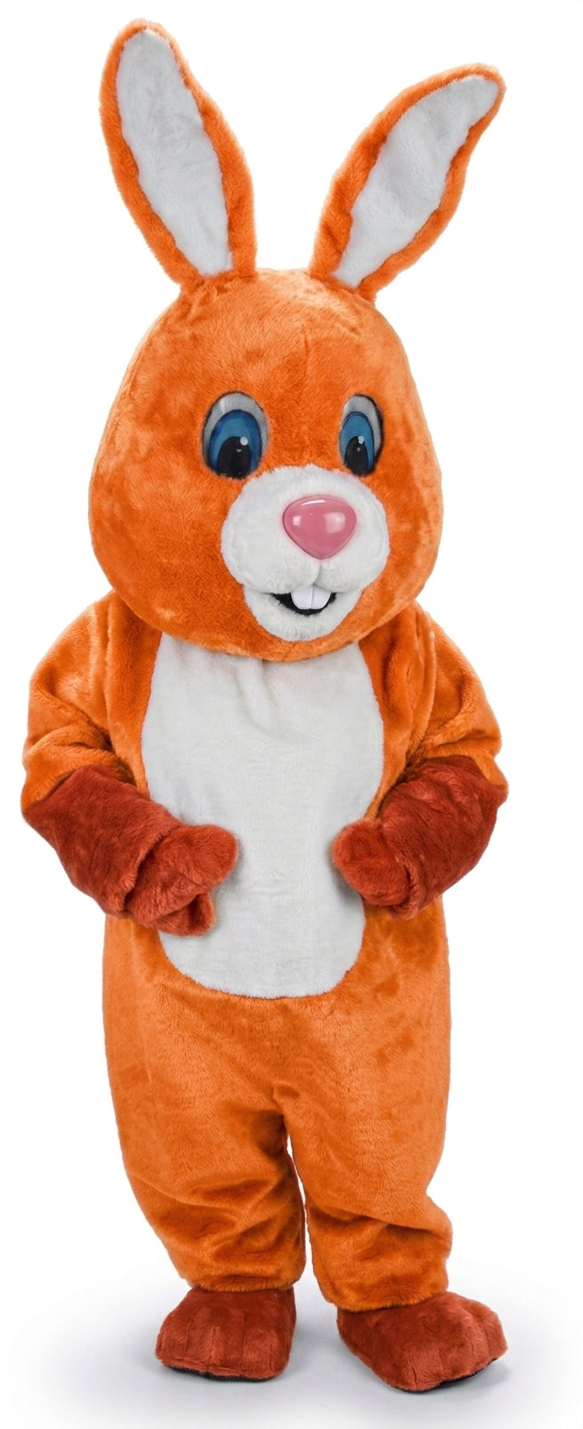 Light Grey Rabbit Mascot (Thermolite) - Short fur / Bright Orange mascot costume