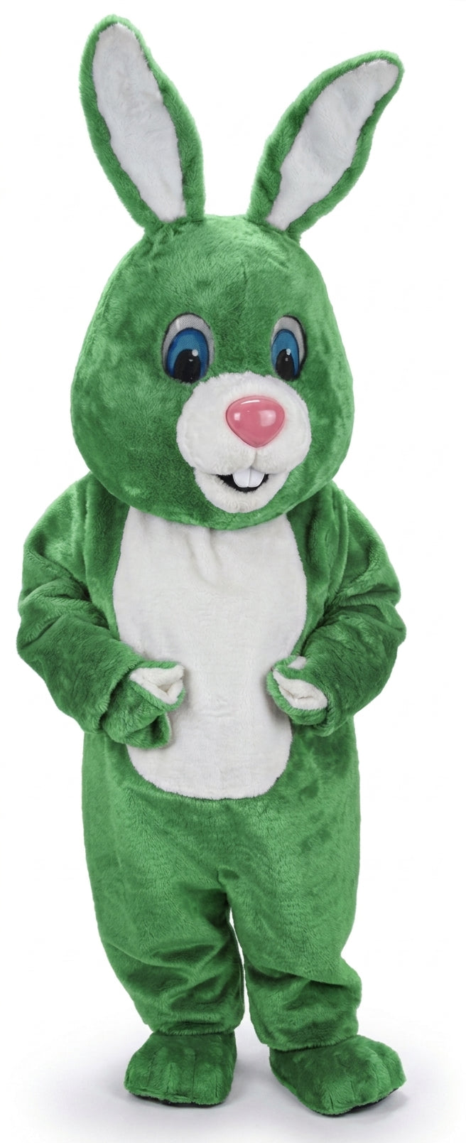 Light Grey Rabbit Mascot (Thermolite) - Short fur / Green mascot costume