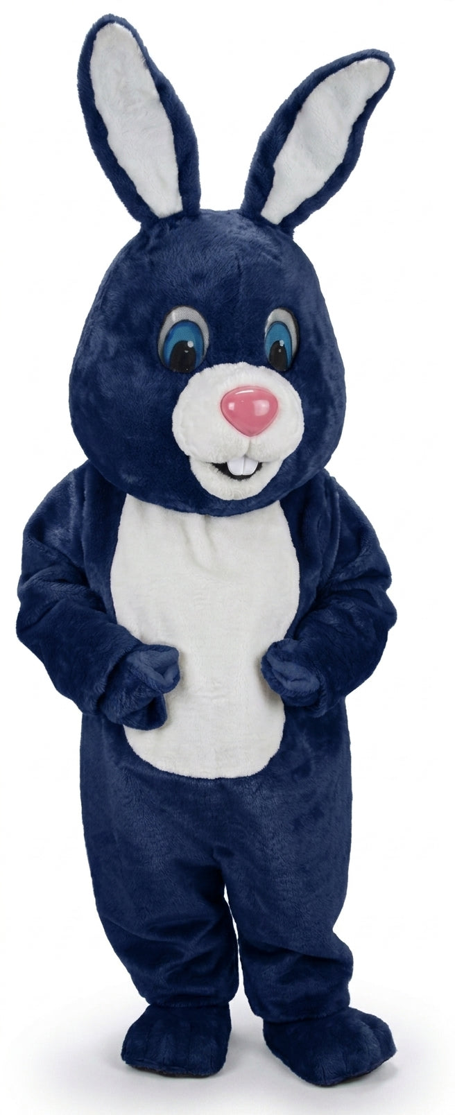 Light Grey Rabbit Mascot (Thermolite) - Short fur / Navy Blue mascot costume
