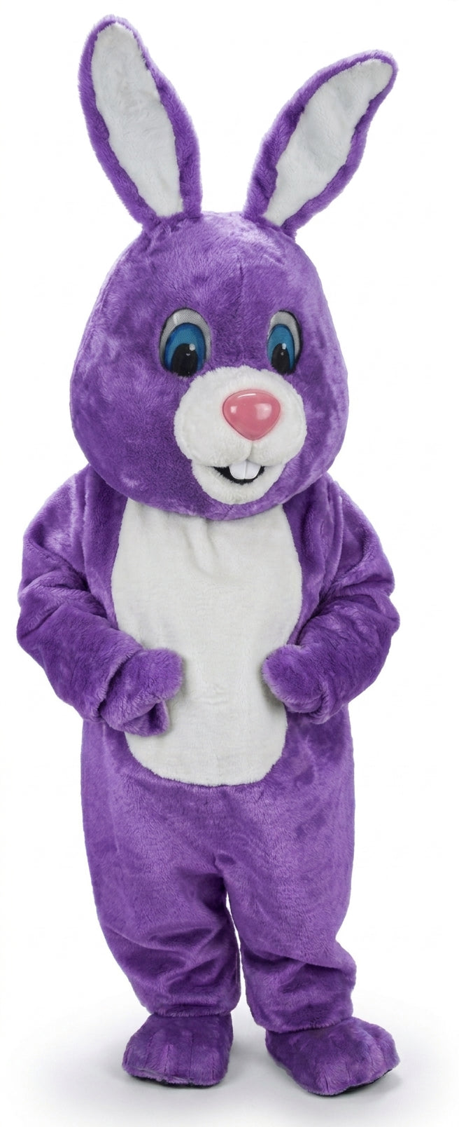 Light Grey Rabbit Mascot (Thermolite) - Short fur / Purple mascot costume