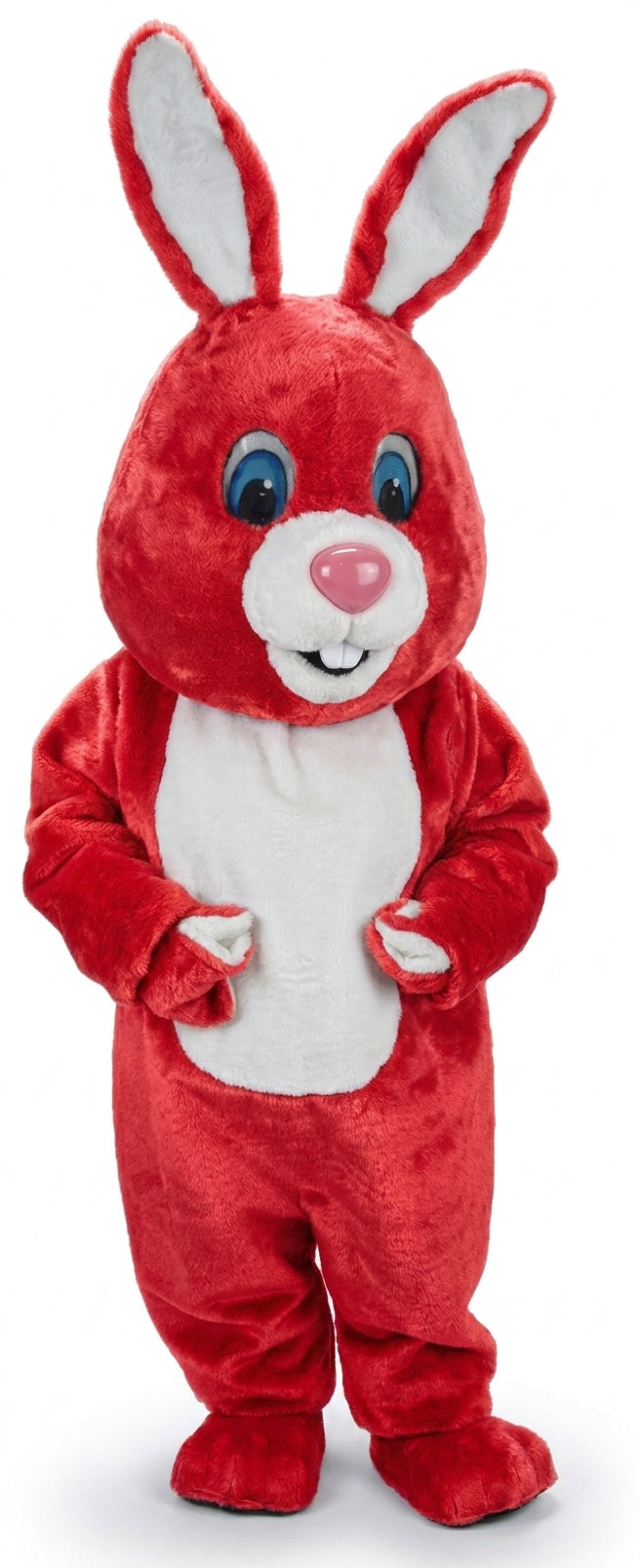 Light Grey Rabbit Mascot (Thermolite) - Short fur / Red mascot costume