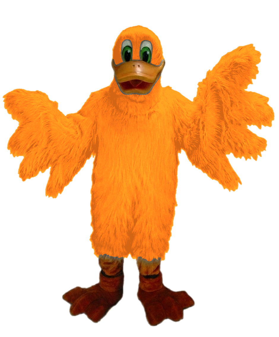 Lucky Duck Mascot - Long fur / Bright Orange mascot costume