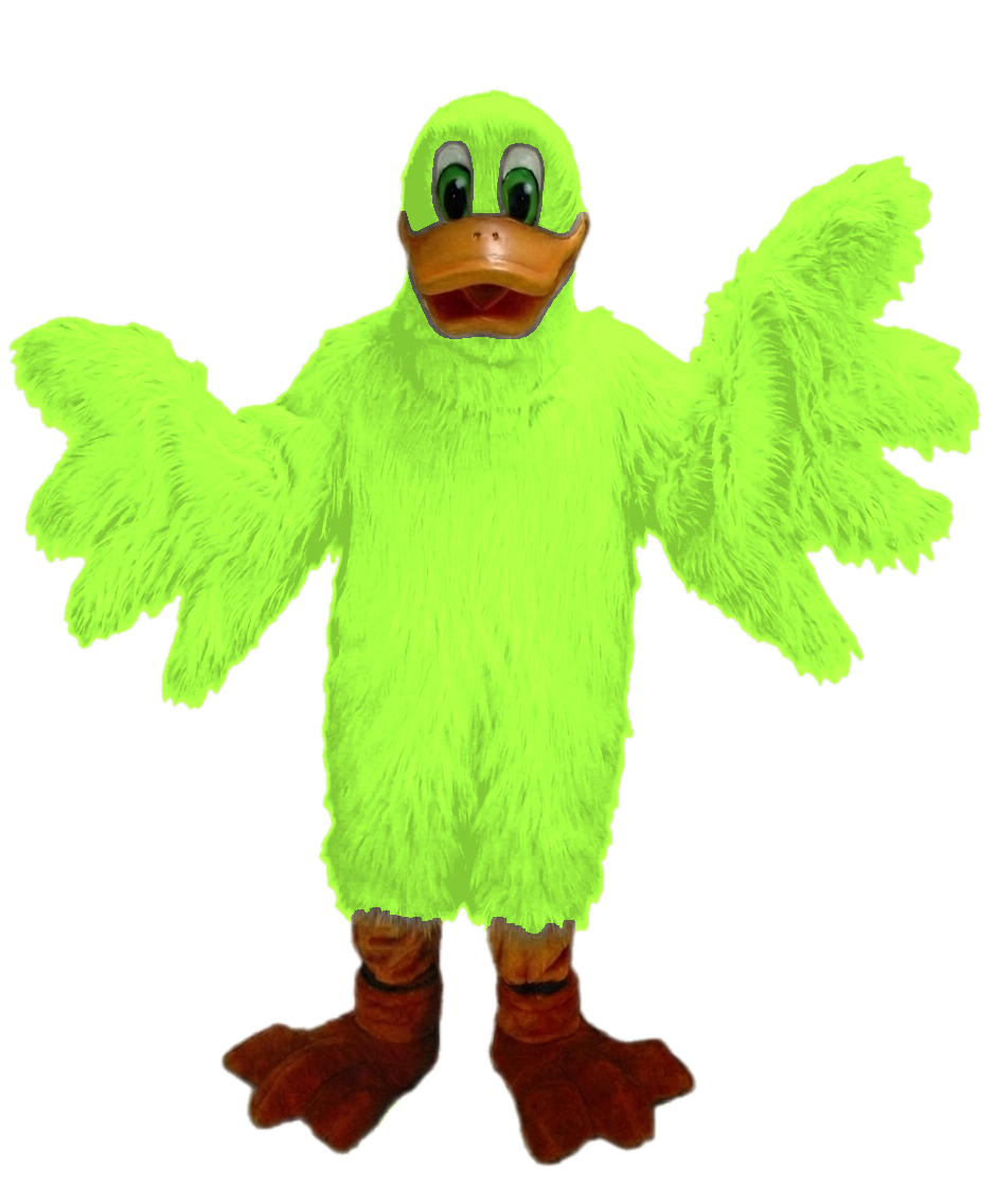 Lucky Duck Mascot - Long fur / Lime mascot costume