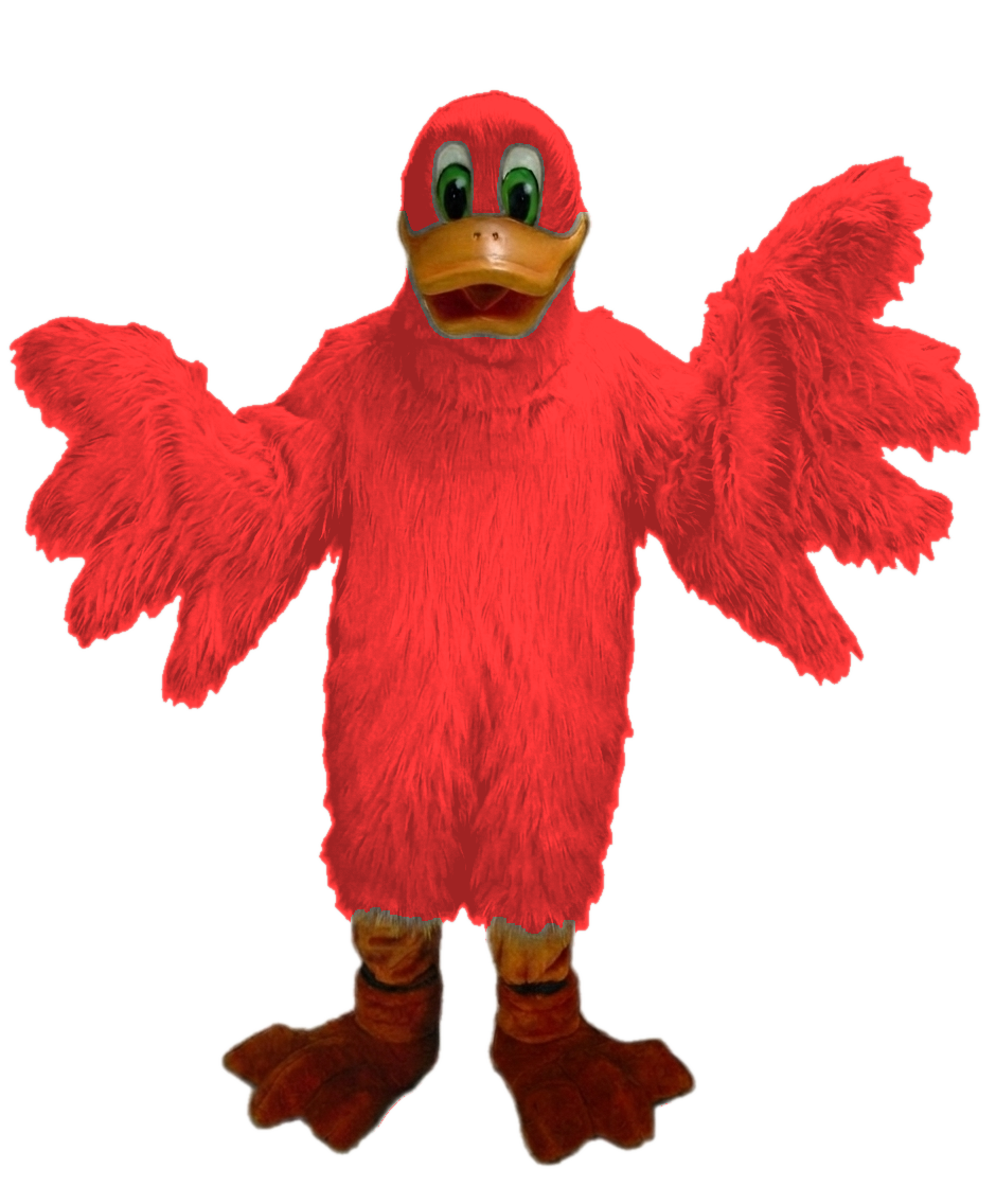 Lucky Duck Mascot - Long fur / Red mascot costume