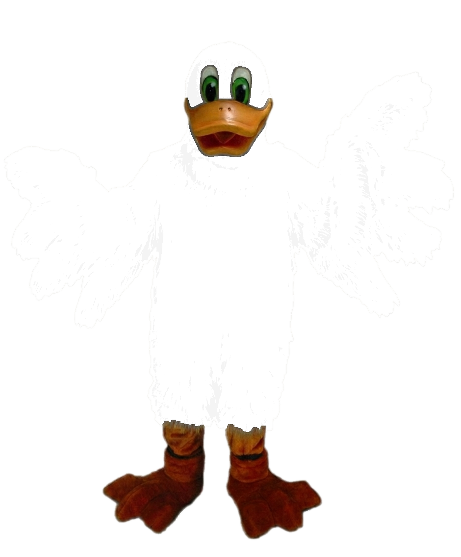 Lucky Duck Mascot - Long fur / White mascot costume