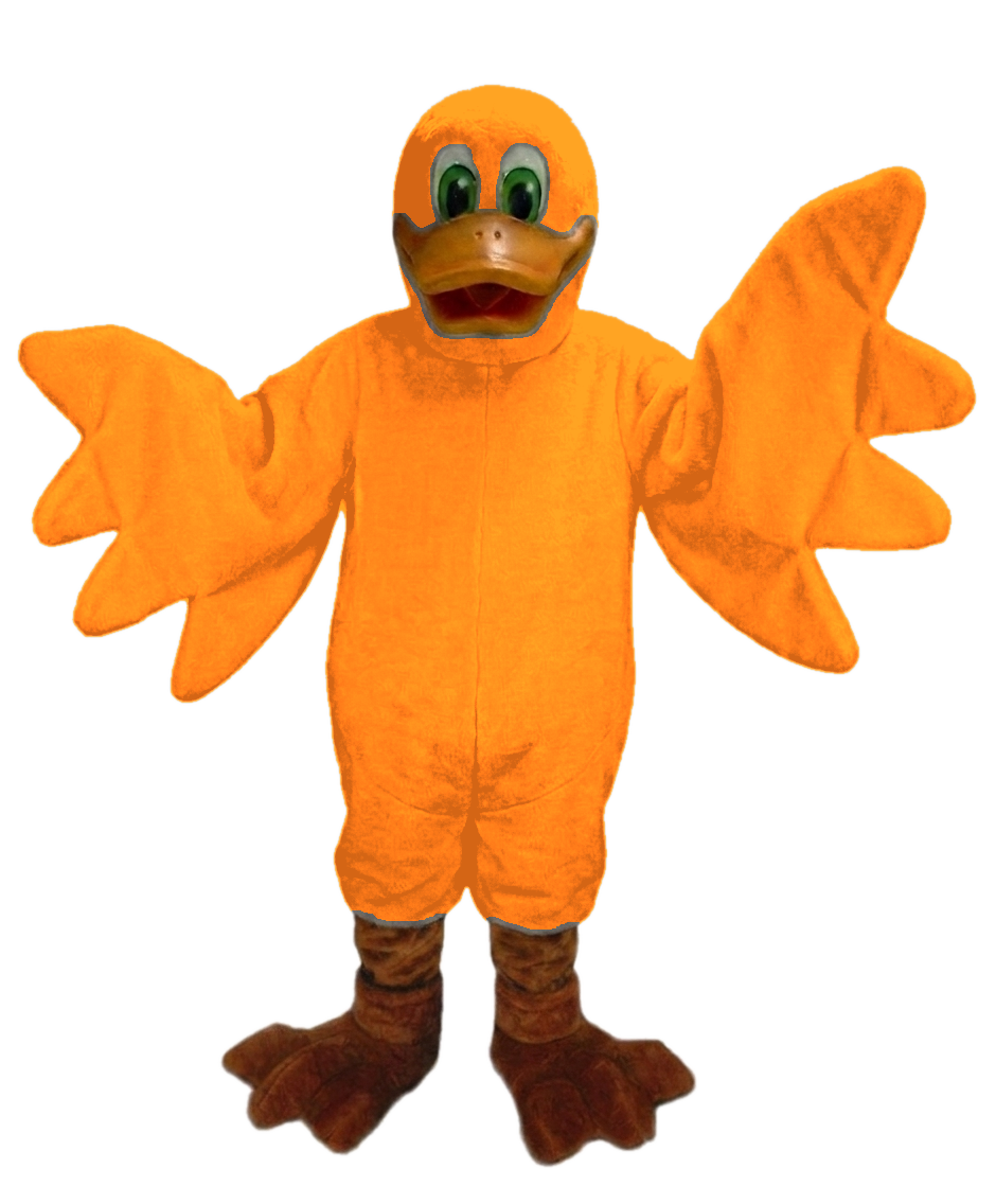 Lucky Duck Mascot - Short fur / Bright Orange mascot costume