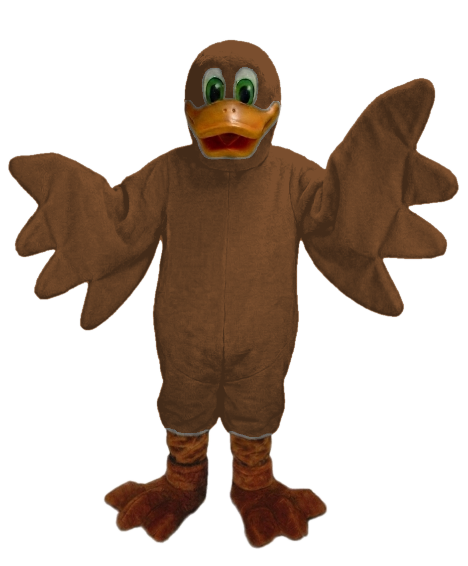 Lucky Duck Mascot - Short fur / Chocolate Brown mascot costume
