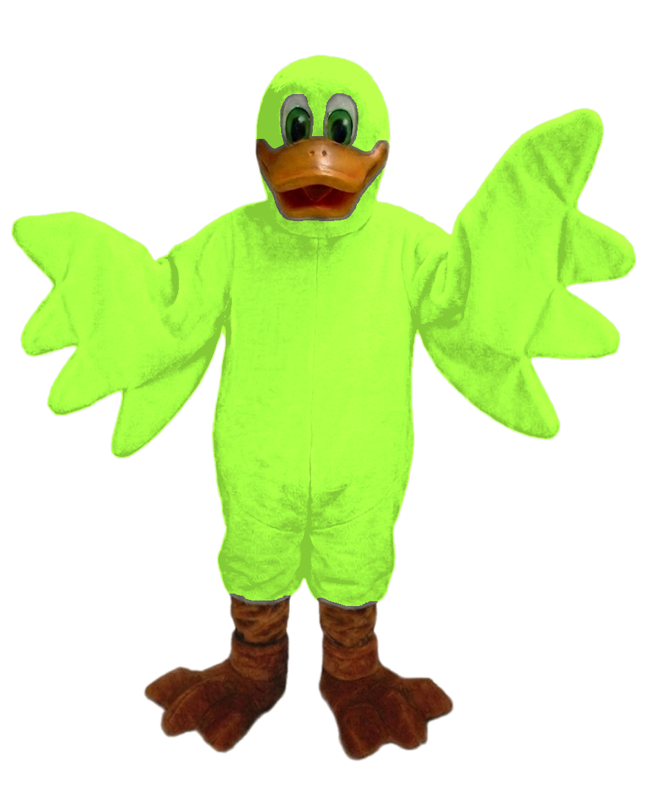 Lucky Duck Mascot - Short fur / Lime mascot costume