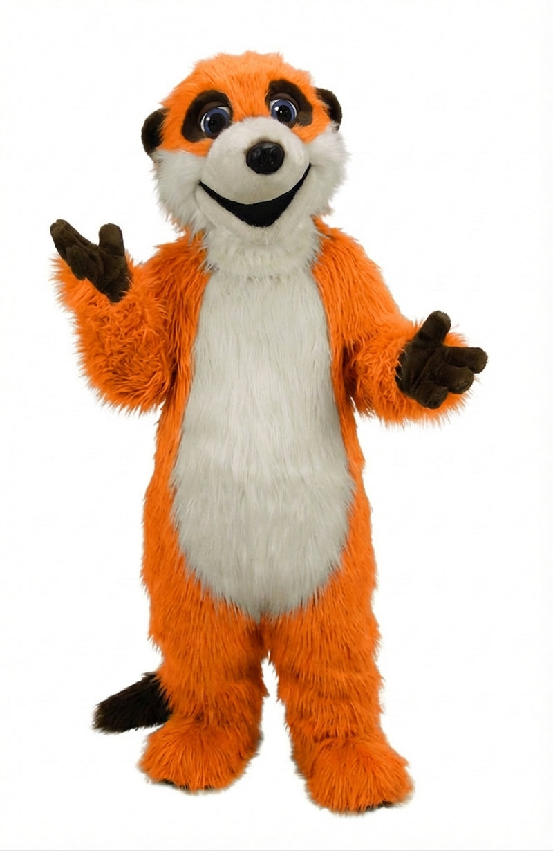 Meerkat Mascot Costume - Long fur / Bright Orange mascot costume