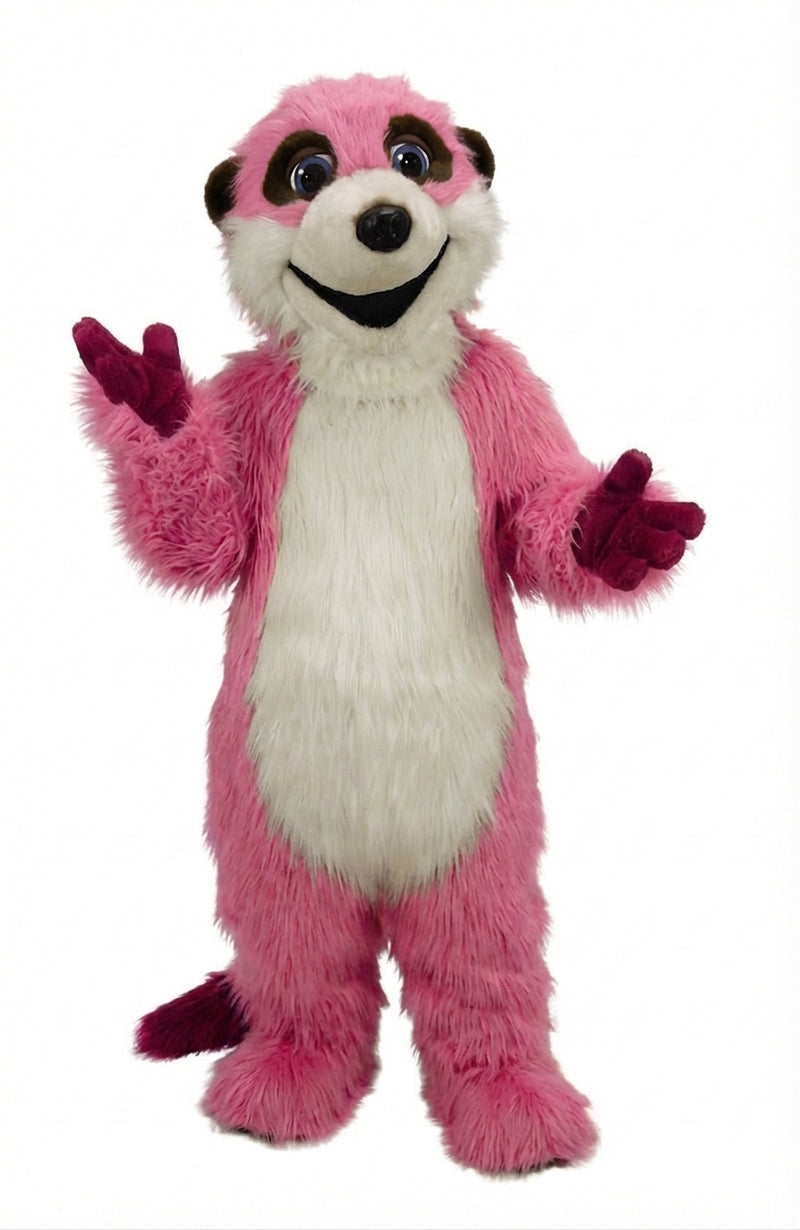 Meerkat Mascot Costume - Long fur / Bright Pink mascot costume