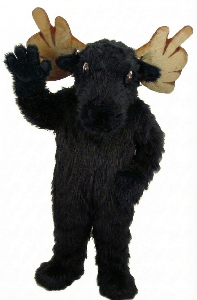 Mighty Moose Mascot - Long fur / Black mascot costume