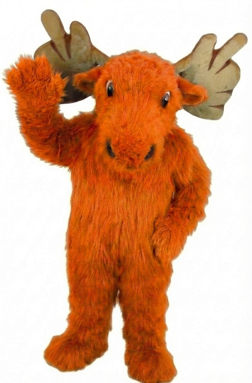 Mighty Moose Mascot - Long fur / Bright Orange mascot costume
