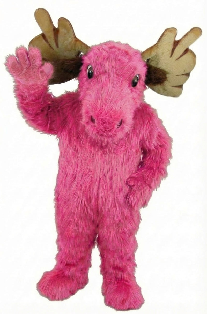 Mighty Moose Mascot - Long fur / Bright Pink mascot costume
