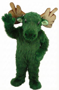 Mighty Moose Mascot - Long fur / Green mascot costume
