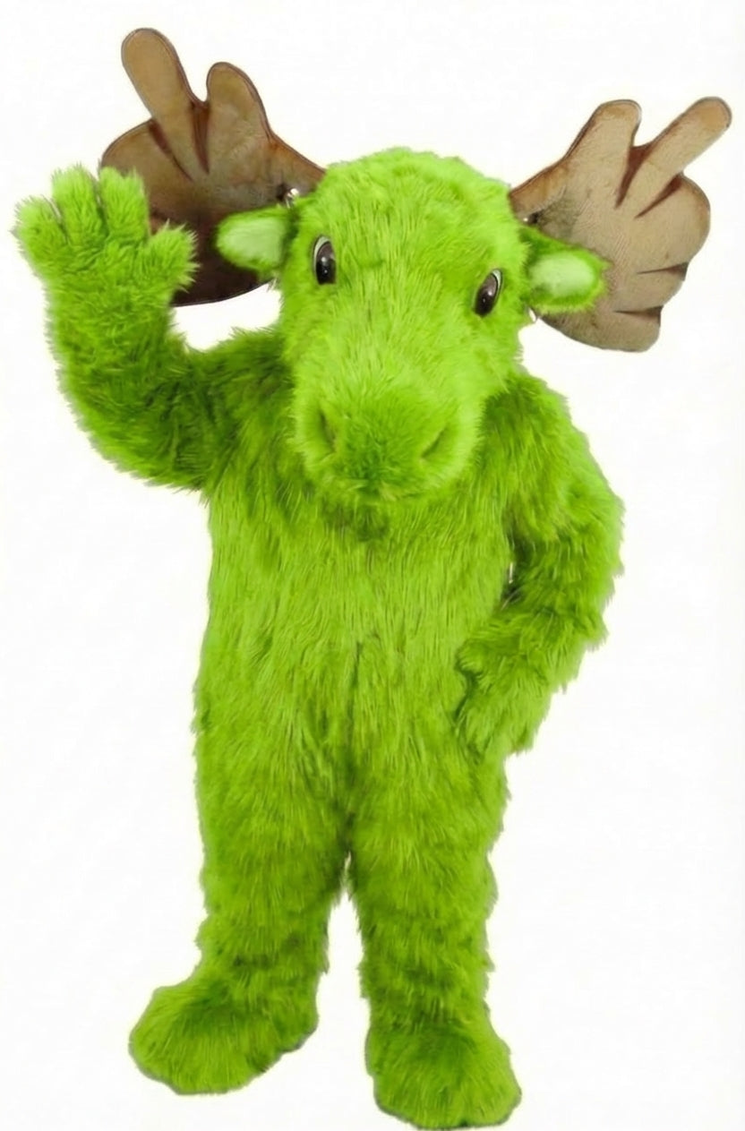 Mighty Moose Mascot - Long fur / Lime mascot costume