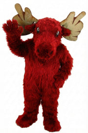 Mighty Moose Mascot - Long fur / Red mascot costume