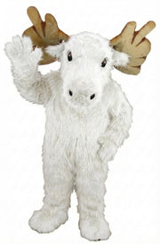 Mighty Moose Mascot - Long fur / White mascot costume