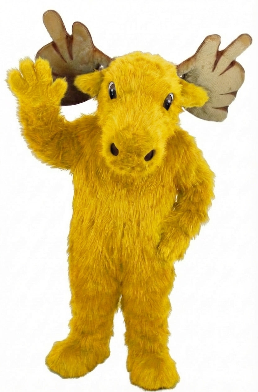 Mighty Moose Mascot - Long fur / Yellow mascot costume