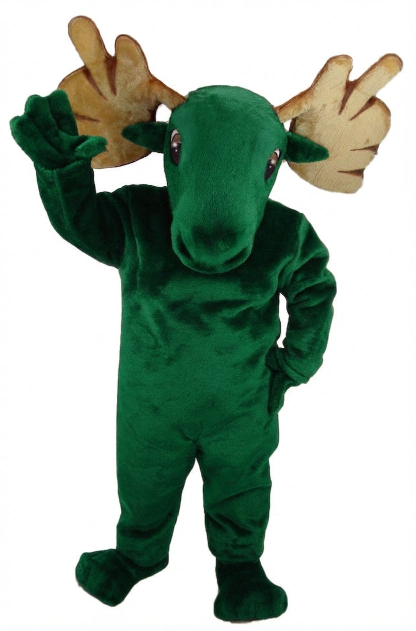 Mighty Moose Mascot - Short fur / Green mascot costume