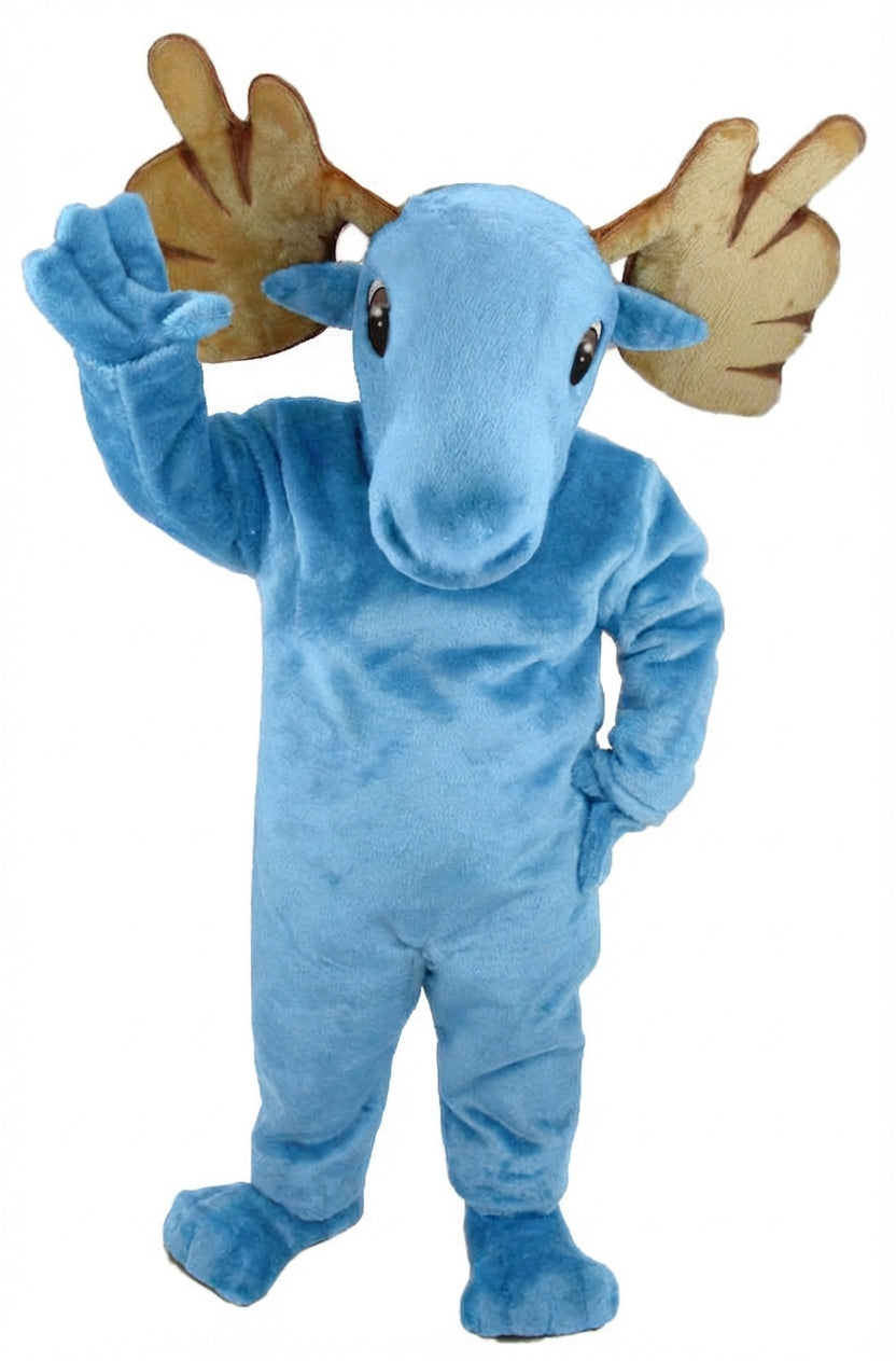 Mighty Moose Mascot - Short fur / Light blue mascot costume