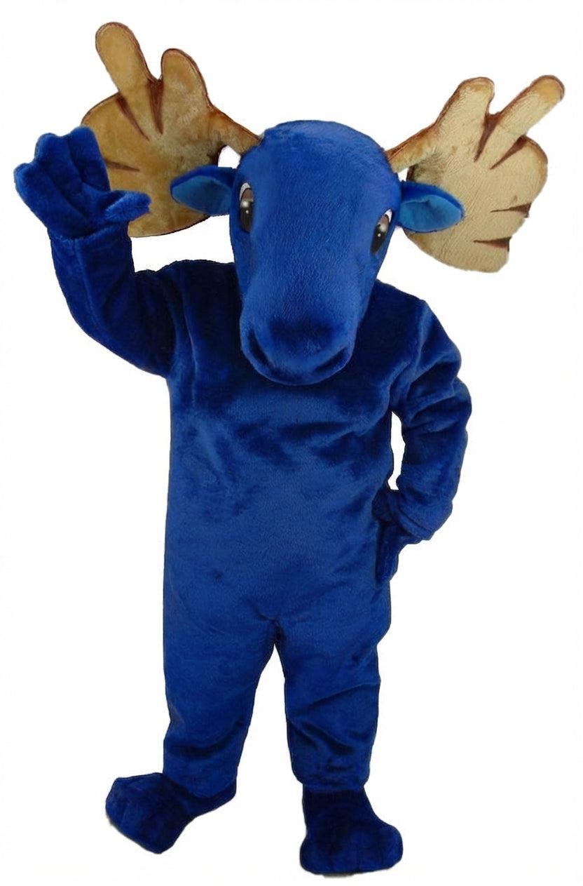 Mighty Moose Mascot - Short fur / Royal blue mascot costume