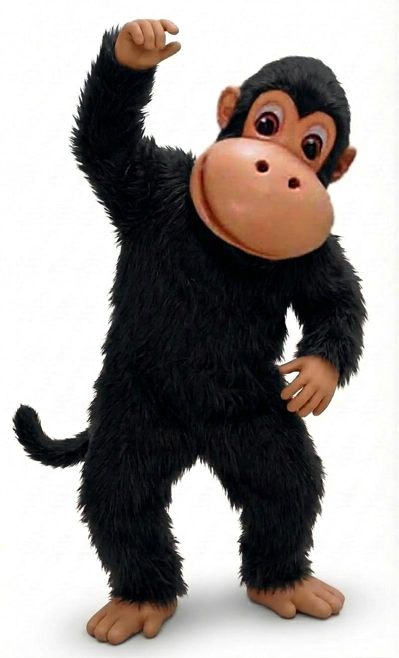 Monkey Mascot - Long fur / Black mascot costume