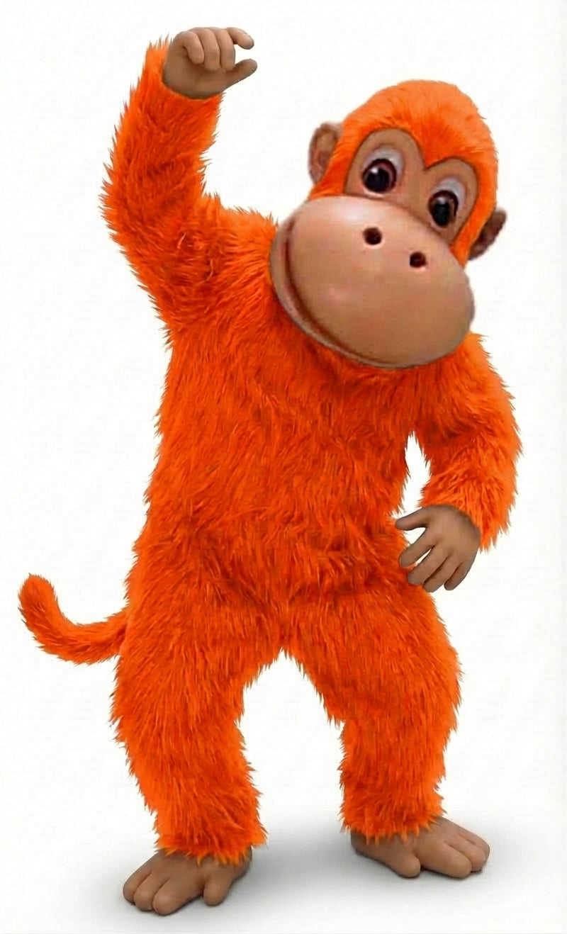 Monkey Mascot - Long fur / Bright Orange mascot costume